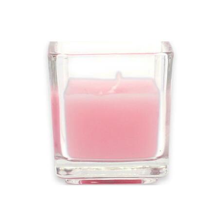 ZEST CANDLE Light Rose Square Glass Votive Candles, 12PK CVZ-036